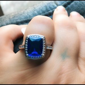 Blue Cobalt / White Topaz Ring